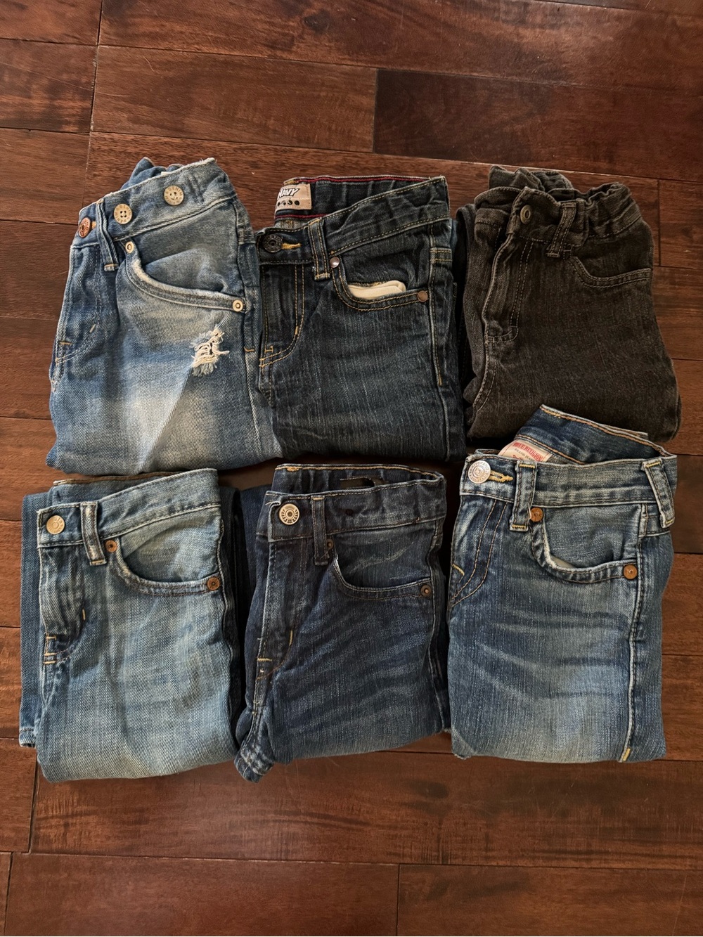 True Religion Kids Jeans Bundle in Light Blue, Medium Blue & Black